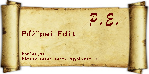 Pápai Edit névjegykártya