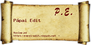 Pápai Edit névjegykártya